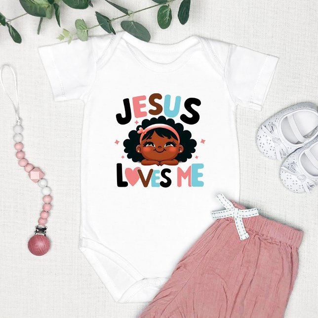 Body Para Bebê Design Adorável "Jesus me ama" (Criador carregado)