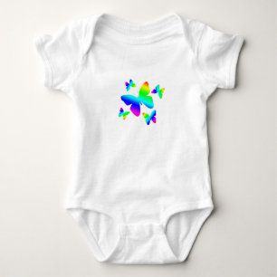 Body Para Bebê Design das borboletas do arco-íris