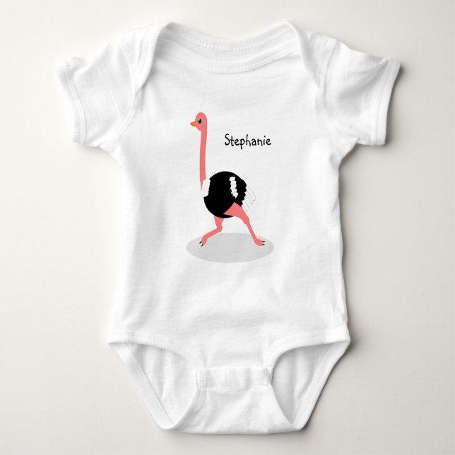 Body Para Bebê Design de avestruz Personalizado (Frente)
