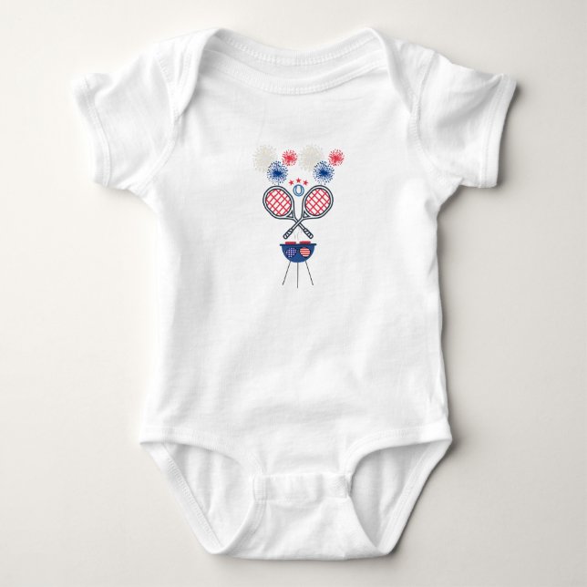 Body Para Bebê Design de biqueteiro de Tênis de 4 de julho (Frente)