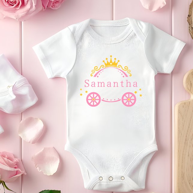 Body Para Bebê Design de Carruagem de Princesa Personalizável (Criador carregado)