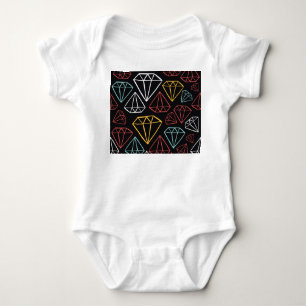 Body Para Bebê Design de diamante de vindima, padrão sem costura