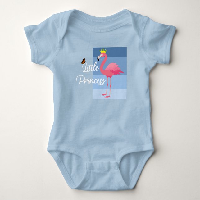 Body Para Bebê Design de Flamingo Rosa Pequena Princesa - Jersey  (Frente)