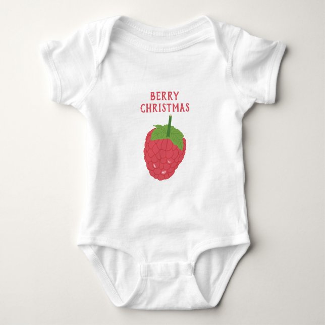 Body Para Bebê Design de Fruta de framboesa de Natal (Frente)