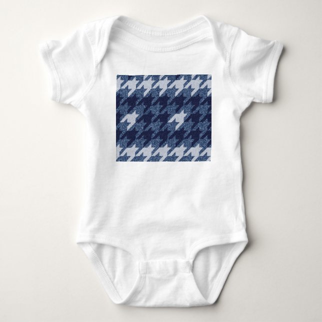 Body Para Bebê Design de Fundo dos Jeans de Tartan Houndstooth (Frente)