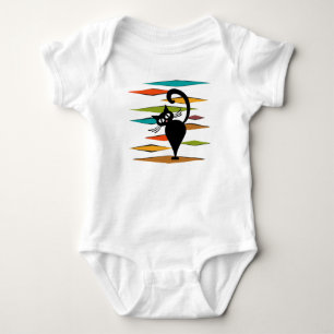 Body Para Bebê design de gato preto meio século