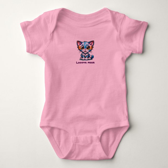 Body Para Bebê Design de Gato Tie-Dye Me Ame (Frente)