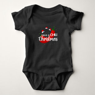 Body Para Bebê Design de Natal com pimenta quente, Unisex