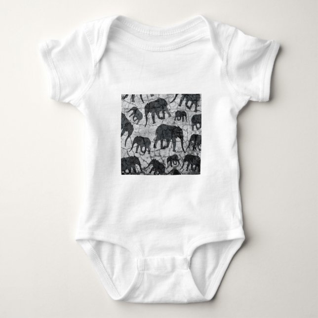 Body Para Bebê Design de Padrão de Concreto de Elefante (Frente)