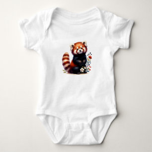 Body Para Bebê Design de Panda Vermelho Kawaii Criatura Caprich