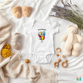 Body Para Bebê Design de Pássaro Xadrez Caprichoso