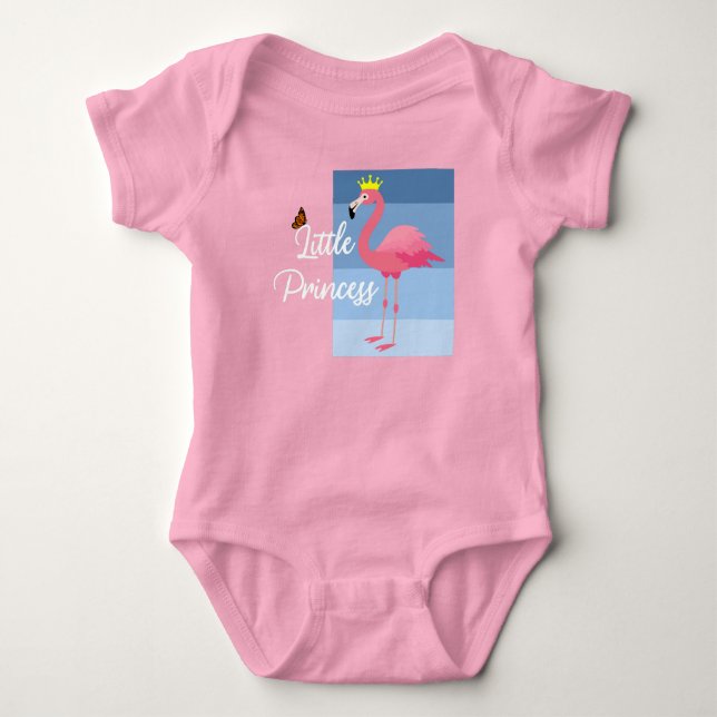 Body Para Bebê Design de Pequena Princesa Flamingo Rosa - Jersey  (Frente)