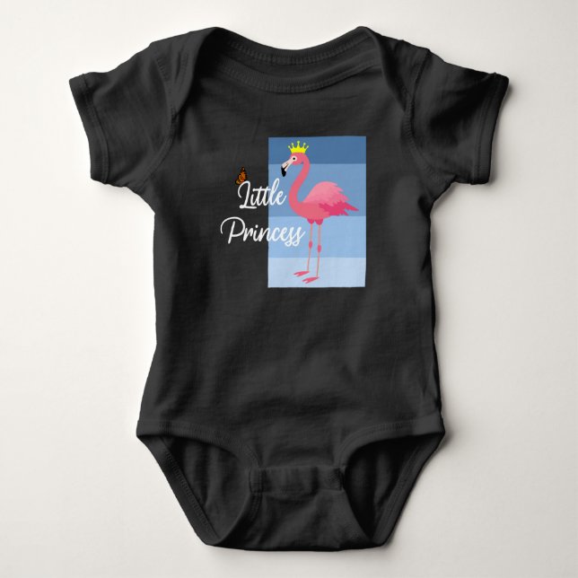 Body Para Bebê Design de Pequena Princesa Flamingo Rosa - Jersey  (Frente)