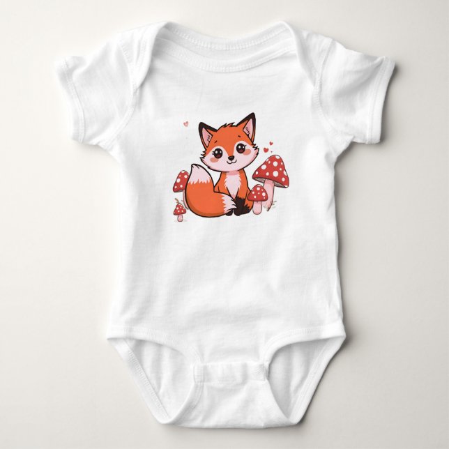 Body Para Bebê Design de Raposa Fofa  (Frente)