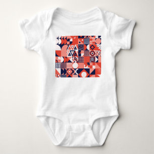 Body Para Bebê Design de Retro Bauhaus, geométrico colorido.