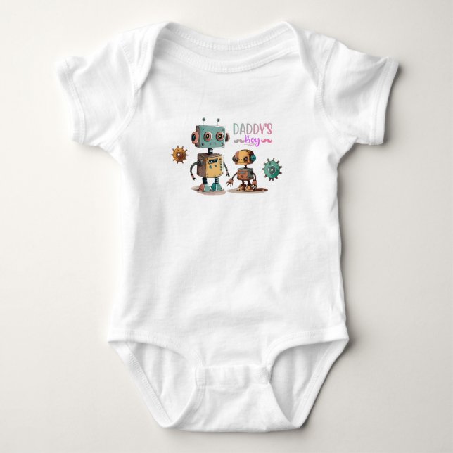 Body Para Bebê Design de robôs "Filho do Papai" (Frente)