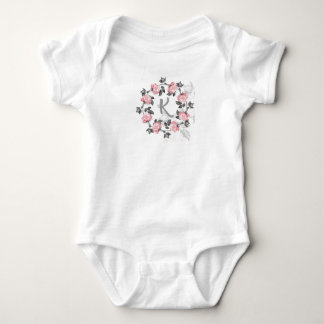 Body Para Bebê Design de Rosa rosa e Cinza