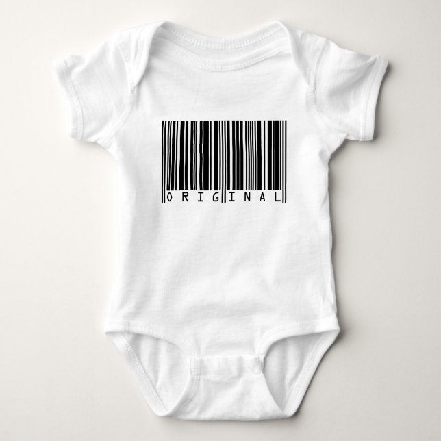 Body Para Bebê Design de Texto Código de Barras ORIGINAL (Frente)