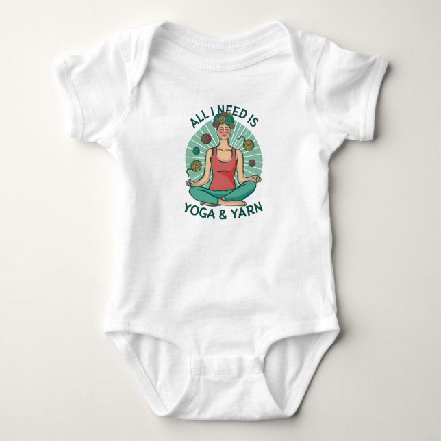 Body Para Bebê Design Divertido de Ioga e Tricô (Frente)