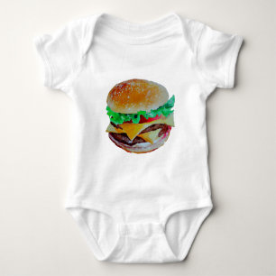 Body Para Bebê design do Hamburger, pintura original