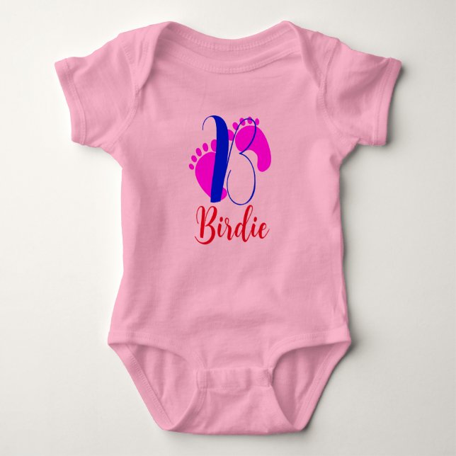 Body Para Bebê Design frontal e traseira - Rapariga de carta e no (Frente)