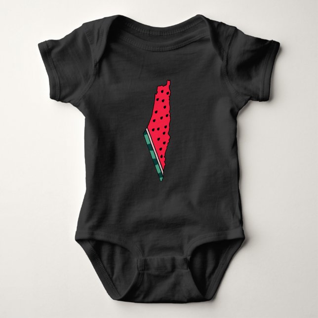 Body Para Bebê design gráfico do mapa de melancia da palestina co (Frente)