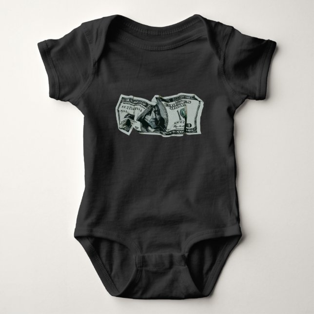 Body Para Bebê Design Moderno da Nota Amassada de $100 (Frente)