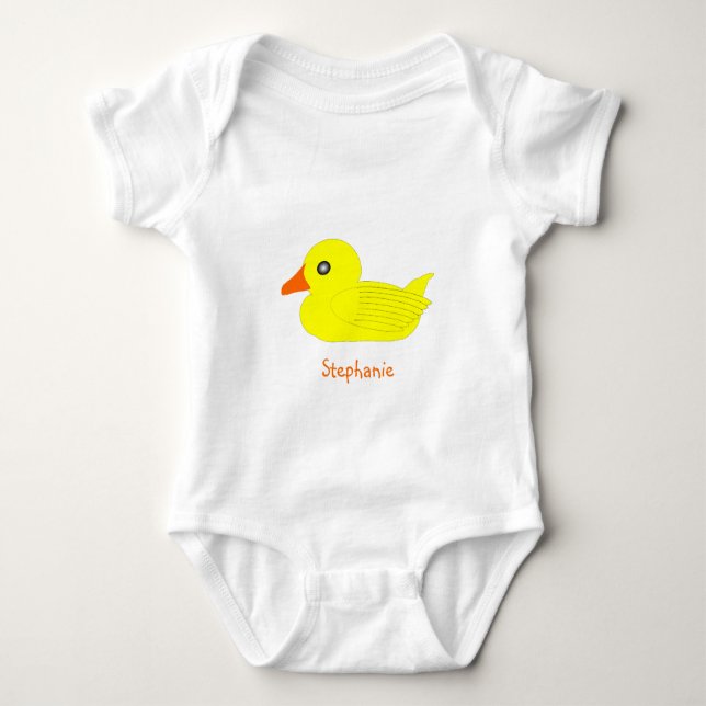 Body Para Bebê Design Pato Amarelo Personalizado (Frente)