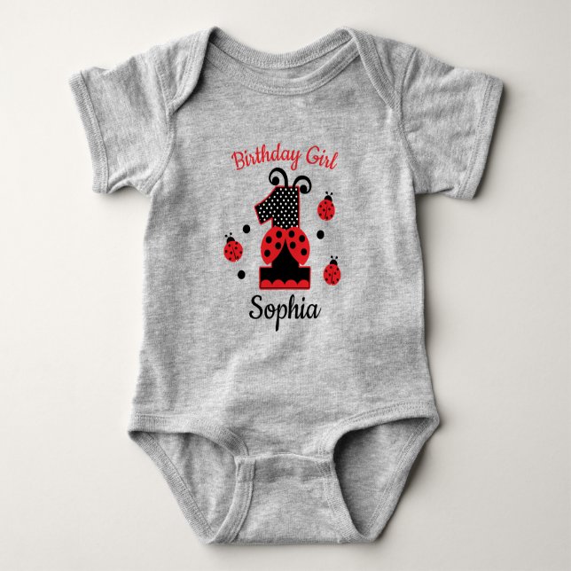 Body Para Bebê design personalizado do primeiro aniversário da la (Frente)