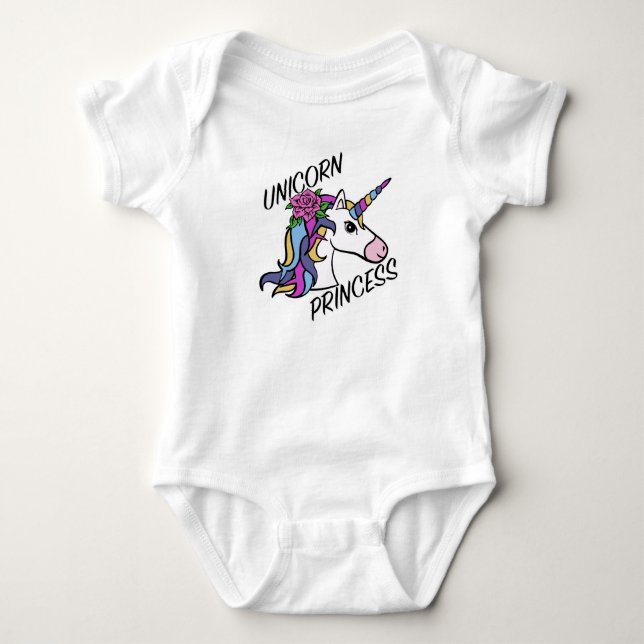 Body Para Bebê Design Princesa Unicórnio - Bodysuit Jersey de Beb (Frente)