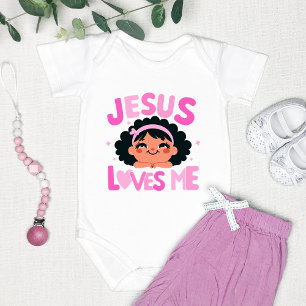 Body Para Bebê Design Rosa "Jesus Me Ama" 
