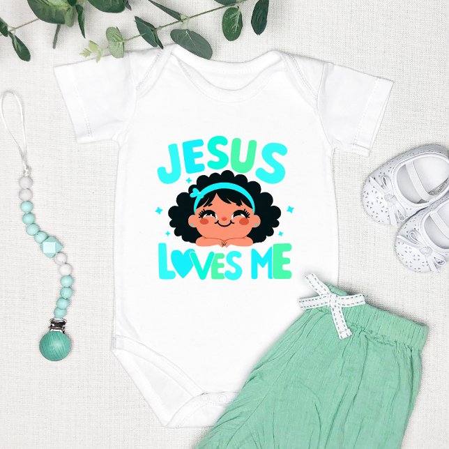 Body Para Bebê Design Verde "Jesus me ama" (Criador carregado)