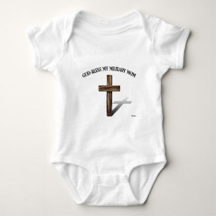 Body Para Bebê DEUS ABENÇOE MINHA MAMÃ MILITAR com cruz áspera
