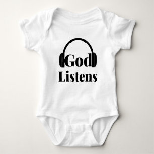 Body Para Bebê Deus Escuta Unisex De Cota Baseada Na Fé