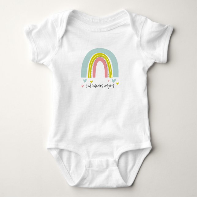 Body Para Bebê "Deus Responde Às Orações" Rainbow Baby Bodysuit (Frente)