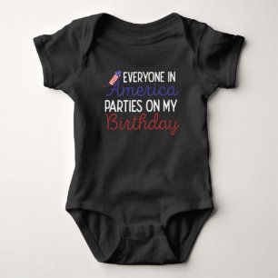 Body Para Bebê Dia 4 de julho Dia de Aniversário Engraçado Dia