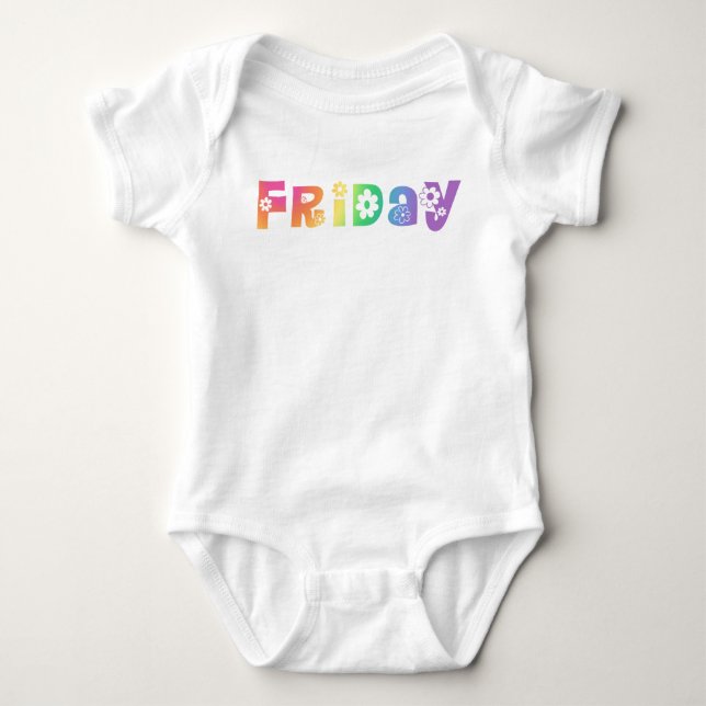 Body Para Bebê Dia da Semana Bonito Sexta-Feira (Frente)