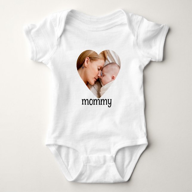 Body Para Bebê dia das mães foto coração fofo (Frente)
