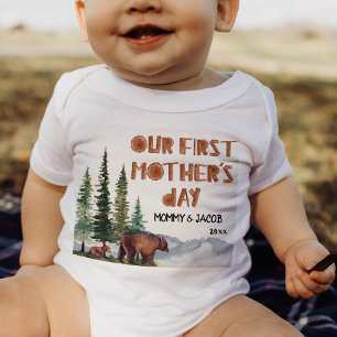 Body Para Bebê Dia de as mães Personalizada Woodcolor Woodland 1 
