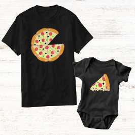 Body Para Bebê Dia de os pais Fatia Pizza Preta