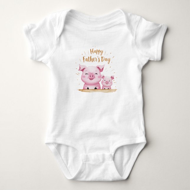 Body Para Bebê Dia de os pais Porco (Frente)