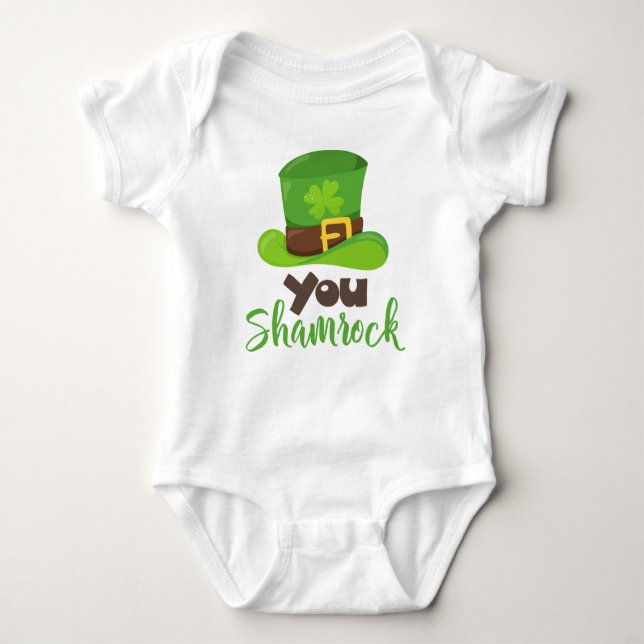 Body Para Bebê Dia de São Patrício, Chapéu de Leprechaun, seu Sha (Frente)