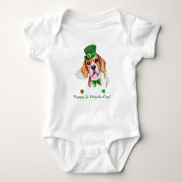 Body Para Bebê Dia de São Patrício Dourado de Beagle Engraçado