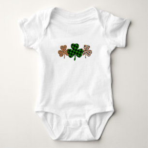 Body Para Bebê Dia de São Patrício Lucky Irish Green Xadrez Shamr