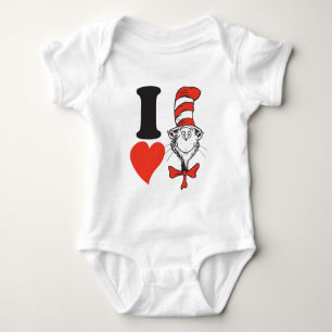 Body Para Bebê Dia dos Namorados do Dr. Seuss Eu Amo o Gato no