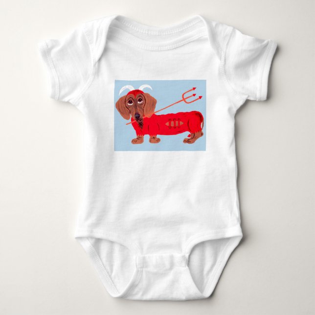 Body Para Bebê Diabo Dachshund (Frente)