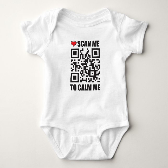 Body Para Bebê Digitalize-me para me acalmar o código QR (Frente)