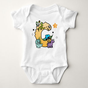 Body Para Bebê Dino Alphabet para Bebês com Nome Começando com C