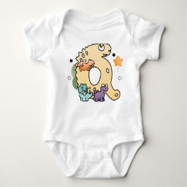 Body Para Bebê Dino Alphabet para Bebês com Nome Começando com Q