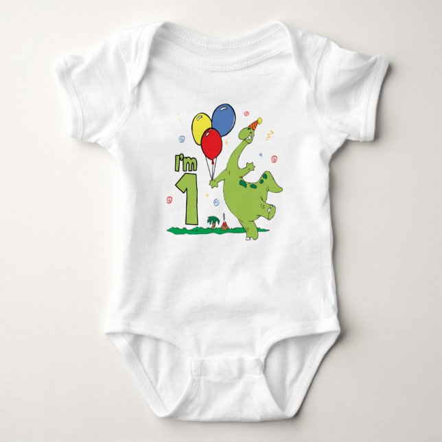Body Para Bebê Dino Primeiro Aniversário (Frente)
